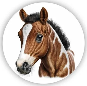 Dekorativní magnet Magnetka 60x60mm ve tvaru kruhu - portrét krásného koně