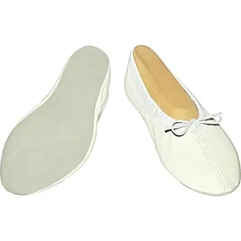 Dámská sálová obuv Taneční cvičky kůže Iris - podešev kůže - bílé - 42
