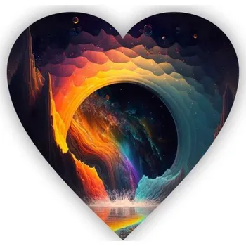 Dekorativní magnet Magnetka 65x65mm ve tvaru srdce - kosmický barevný vír