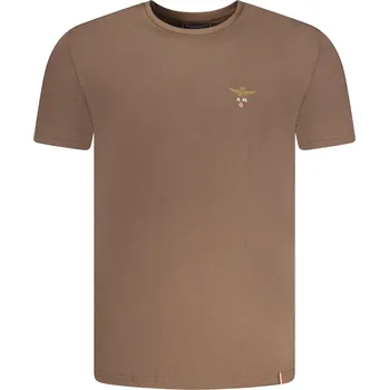 Pánská móda Hnědé pánské tričko s krátkým rukávem Aeronautica Militare Other 3459515