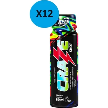 Anabolizér 6PAK Craze Shot Pre-workout 12 x 80 ml Příchuť: pomeranč