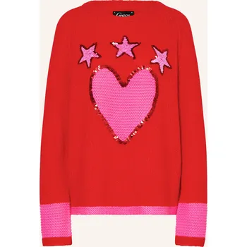 Dámský svetr Grace Dámský Svetr S Flitry, červená / neonově růžová, 34