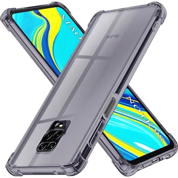 Pouzdro na mobilní telefon Techsuit nárazuvzdorný průhledný silikon Xiaomi Redmi Note 9S/9 Pro/9 Pro Max kouřově černý