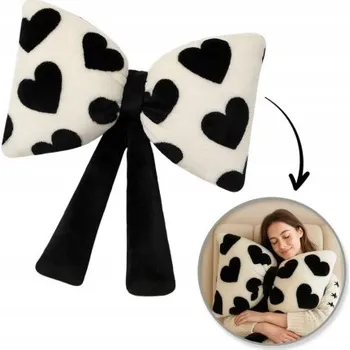 Dekorativní polštářek Dekorativní sametový vánoční Polštář 40x50 cm s červenou Mašle