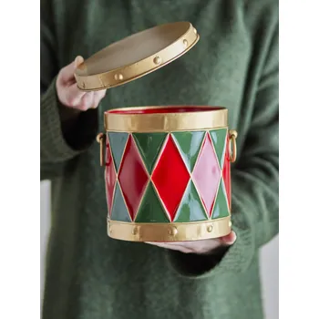 Dóza na potraviny Bloomingville Plechovka Bubínek - malý Bloomingville Yuri Box w/Lid, Red, Metal - Small