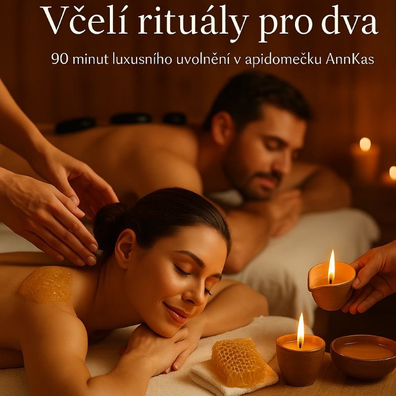 Párový apiterapeutický rituál v apidomečku – apimasáž pro dva (90 min, 2 maséři) Apirituál Medové pohlazení – medová masáž pro dva