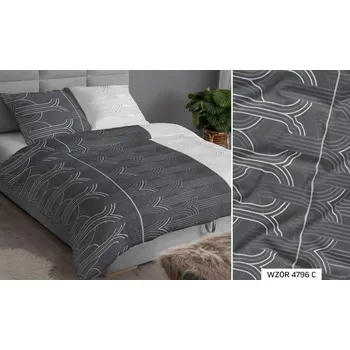 Povlečení Povlečení saténové 160x200 šedé bílé geometrické se zapínáním na zip KARO Satin