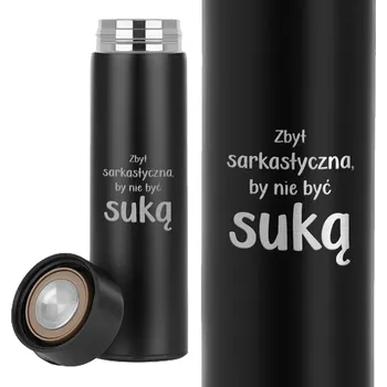 Termoska Termoska Černý s LED Displejem Pro Manželku Kamarádku Příliš Sarkastická