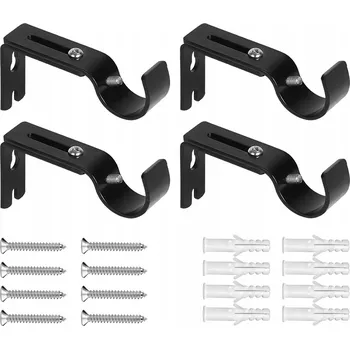 Obraz 4X JEDNODUCHÝ DRŽÁK PRO ZÁCLONOVOU TYČ TYČE Fi25mm ČERNÝ