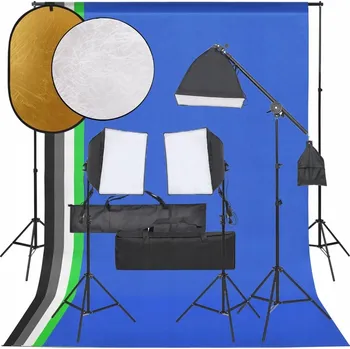 Fotoateliérová technika Kompletní fotografická sada: Softboxy, pozadí, odrazné desky, stativy