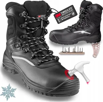 Pracovní obuv PRACOVNÍ VYSOKÉ BOTY pánské ZATEPLENÉ KOTNÍKOVÉ VODĚODOLNÉ ZIMNÍ S OCELOVOU ŠPIČKOU