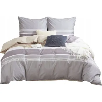 Povlečení POVLEČENÍ 140x200 + POVLEČENÍ NA POLŠTÁŘ 70x80 OBOUSTRANNÉ BAVLNĚNÝ SATÉN SADA PROUŽKY