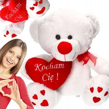 plyšák Bílý medvídek s srdcem Miluji Tě 37cm