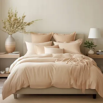 Povlečení Povlečení bavlněné 140x200 satén světle béžový