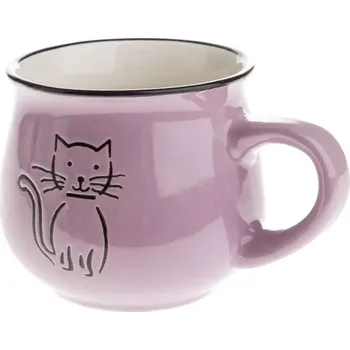 Keramický hrnek s kočkou růžový (Hrnek s kočkou)