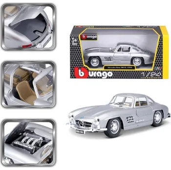 autíčko Bburago 1:24 Mercedes Benz 300SL Silver