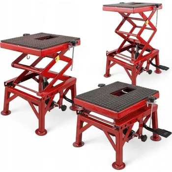 Hever Nůžkový hever z oceli, pevný, červený, pro motocylku