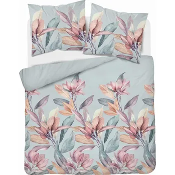 Povlečení Povlečení Saténové 160x200 Květiny pastelové na mátovém pozadí