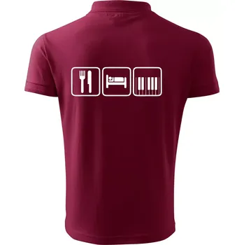 Pánská košile Eat sleep piano v řadě - Polokošile pánská Pique Polo 203 - 4XL ( Garnet )
