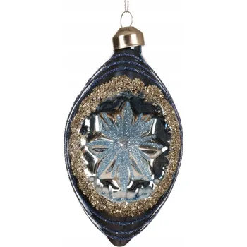 Vánoční ozdoba Skleněná Vánoční Koule ve stylu PRL Modrá Lesklá Vánoční Koule RETRO 12 cm Rampouch