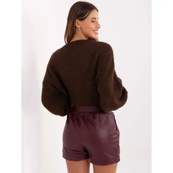 Oblečení a móda Bordové kožené kraťasy RUE PARIS hnědá | tmavě červená 3438117