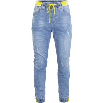 Pánské džíny Pánské modré denim joggery s vázáním Pri světle modrá | žlutá 3432009