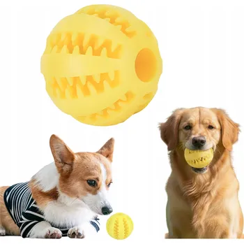 Hračka pro psa MÍČEK PRO PSY KOULE NA POCHOUTKY HRAČKA GUMOVÉ KOUSÁTKO VELIKOST S ŽLUTÁ