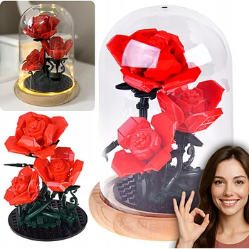 ostatní stavebnice STAVEBNICE PODSVÍCENÁ RŮŽE POD KOPULÍ KVĚTINY OZODBA