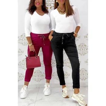 Dámské kalhoty Krčené kalhoty zateplené bordo Velikost: UNI: M - XXL