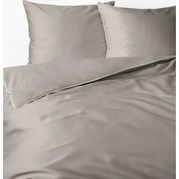 Povlečení Detexpol Povlečení saténové s lemem makosatén jednobarevné Pure béžová 180x200cm