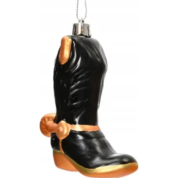 Vánoční dekorace Vánoční Koule kovbojská bota, umělá hmota - černá 10 cm