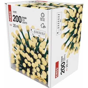 Vánoce Emos vánoční osvětlení na stromeček 200 LED cherry 20 m bílá