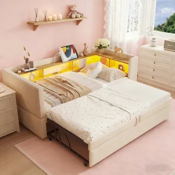 Postel Patrová postel Arhatreya moderní 90 x 200 cm béžová