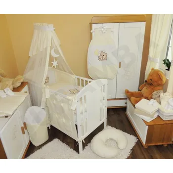 Příslušenství pro dětskou postel a kolébku Luxusní vyšívaná souprava 6 dílů- světle béžová