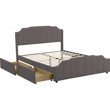 Postel Dřevěná manželská postel Arhatreya 140x200 cm šedá