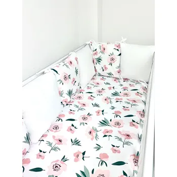 Příslušenství pro dětskou postel a kolébku Ar-s Polštářková sada do postýlky - 8 dílů - květ bílý