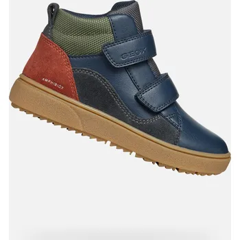 Dětská móda Modré chlapecké kotníkové boty Geox Theleven Boy B ABX GEOX modrá | hnědá | zelená | tmavě červená | vícebarevná 3443526