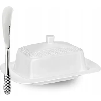 Máslenka Sada Bílá porcelánová máslenka, Nůž na máslo, máslenka WILMAX