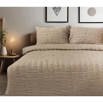 Povlečení SATÉNOVÁ BAVLNA POVLEČENÍ 160x200+2x70x80 MATEX BÉŽOVÁ