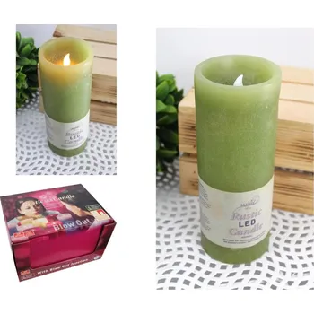 Svíčka LED svíčka na vosk (GA-30257) 20x7,5 cm - zelená