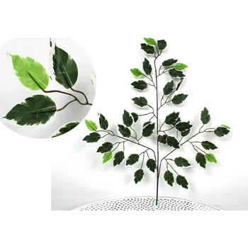 umělá květina FIKUS list, benjamin bílý lem světlý list na koncích 3-ramenný 60 cm