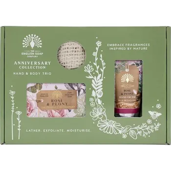 Kosmetická sada The English Soap Company Dárková sada péče o tělo a ruce - 3 ks | Růže & Pivoňka