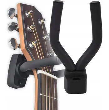 Věšák Černý nástěnný držák na kytaru – pro elektrické a basové kytary