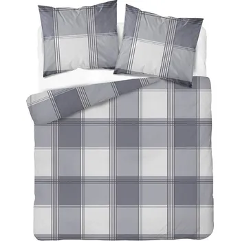 Povlečení Povlečení flanel 220x200 KOSTKA KOSTKOVANÝ VZOR GEOMETRICKÝ šedé TEPLÉ 160 g