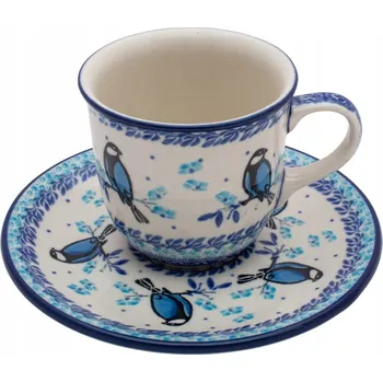 ŠÁLEK 180 ml s podšálkem Ceramika Artystyczna Bolesławiec 2679 SIKORKI