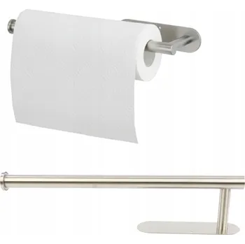 Držák na ručník Držák věšák na papírové ručníky ocel samolepicí nástěnný stříbrný