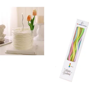 Dortová svíčka b Vlnité dlouhé dortové svíčky 12,5 cm PASTELOVÁ mix barev - sada 6 ks v balení