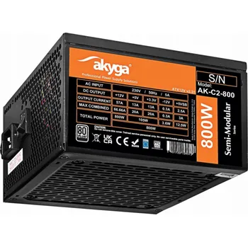 Počítačový zdroj Akyga zdroj AKYGA ATX 800W zdroj AK-C2-800 Semi-Modular P4+4 2x PCI-E 6+2 pin 6x SATA 3x Molex FAN 12cm
