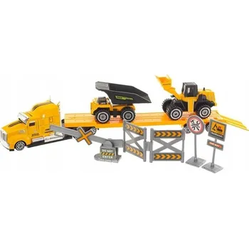 autíčko SADA STAVEBNÍCH VOZIDEL AUTÍČKA AUTOPŘEPRAVNÍK BAGR
