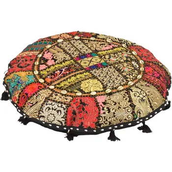 Polštář SANU BABU Meditační polštář z Rádžasthánu, zdobený mušličkami, kulatý, 55x10cm (AV)